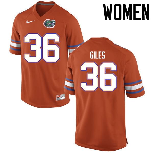 NCAA Florida Gators Eddie Giles Women's #36 Nike Orange Stitched Authentic College Football Jersey RYN8264MQ